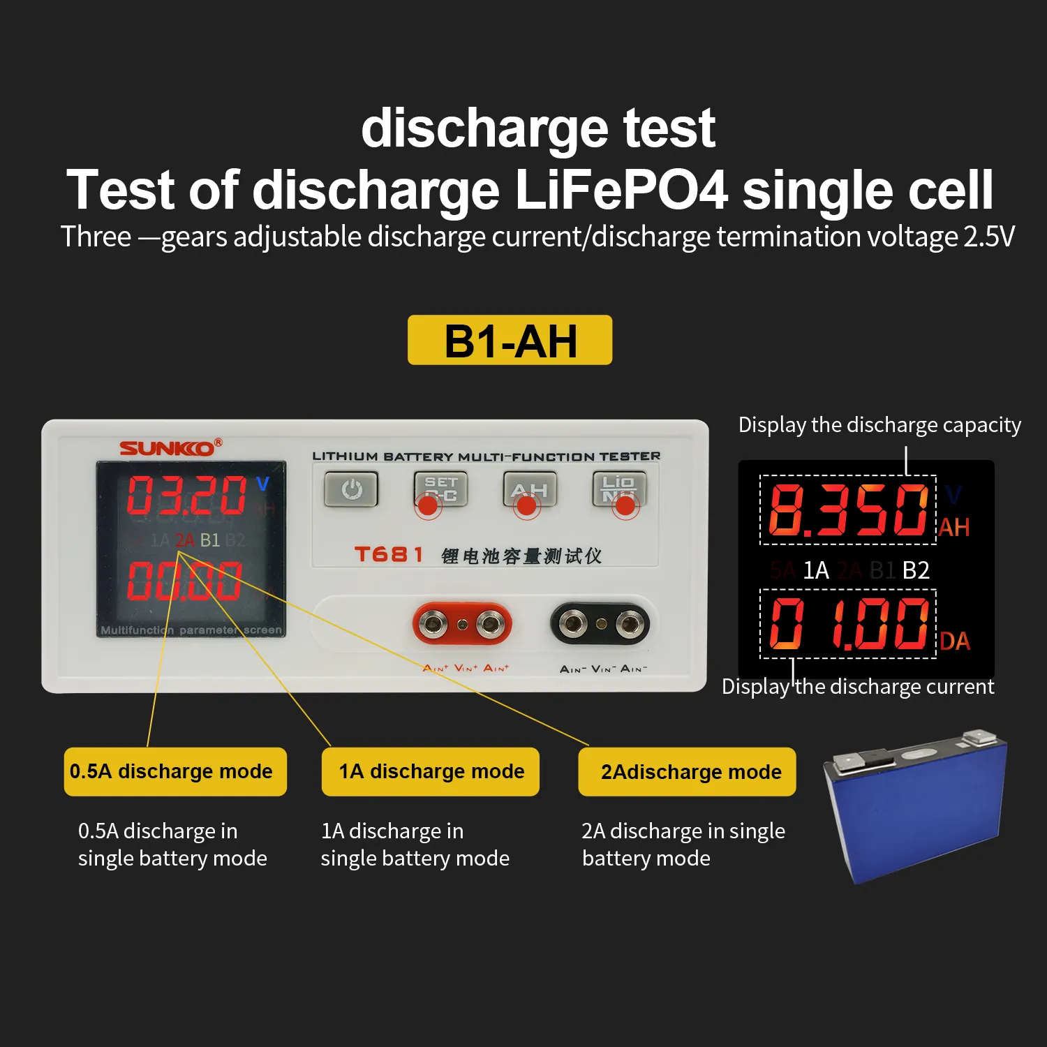 SUNKKO BATTERY CAPACITY TESTER T-681 84V - Image 6